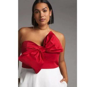 Anthropologie Hutch Color-Blocked Red & White - Bow Tie Maxi Dress
